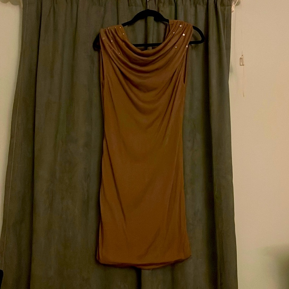 NWT Olive green sleeveless embellished dress brand new size large.